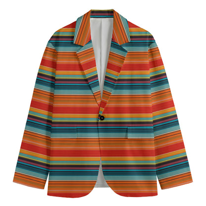 Ethnic Mexican Blanket Pattern Print Men's Cotton Blazer