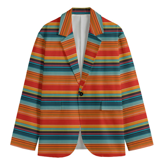 Ethnic Mexican Blanket Pattern Print Men's Cotton Blazer
