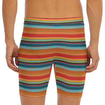 Ethnic Mexican Blanket Pattern Print Men's Long Boxer Briefs