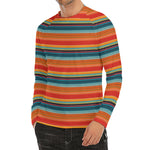 Ethnic Mexican Blanket Pattern Print Men's Long Sleeve Rash Guard