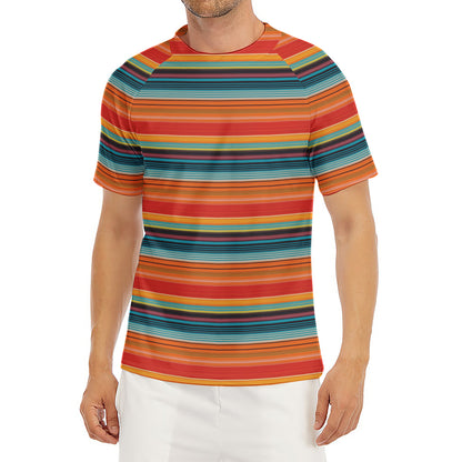 Ethnic Mexican Blanket Pattern Print Men's Short Sleeve Rash Guard