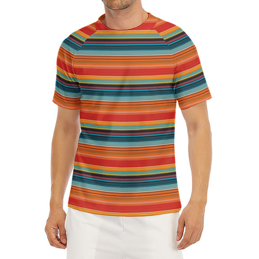 Ethnic Mexican Blanket Pattern Print Men's Short Sleeve Rash Guard