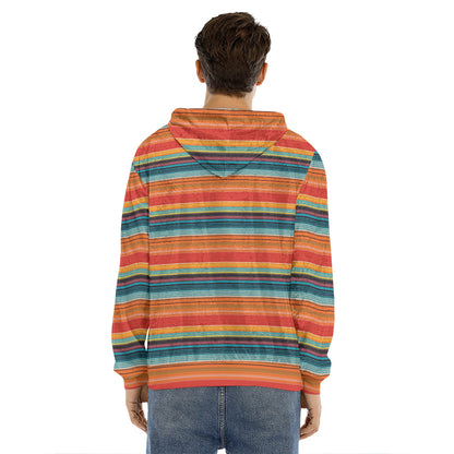 Ethnic Mexican Blanket Pattern Print Men's Velvet Pullover Hoodie