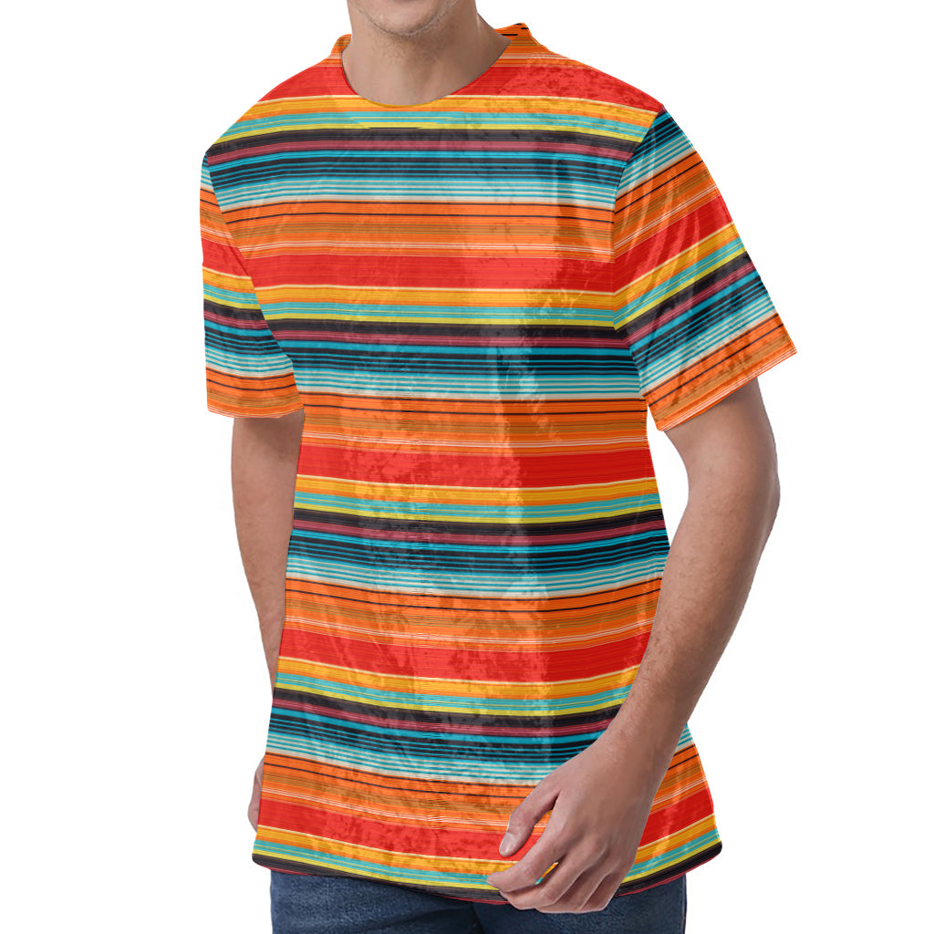 Ethnic Mexican Blanket Pattern Print Men's Velvet T-Shirt