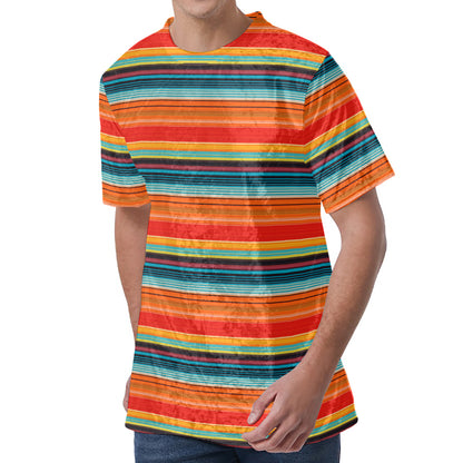 Ethnic Mexican Blanket Pattern Print Men's Velvet T-Shirt
