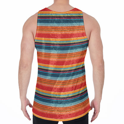 Ethnic Mexican Blanket Pattern Print Men's Velvet Tank Top