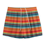 Ethnic Mexican Blanket Pattern Print Mesh Shorts