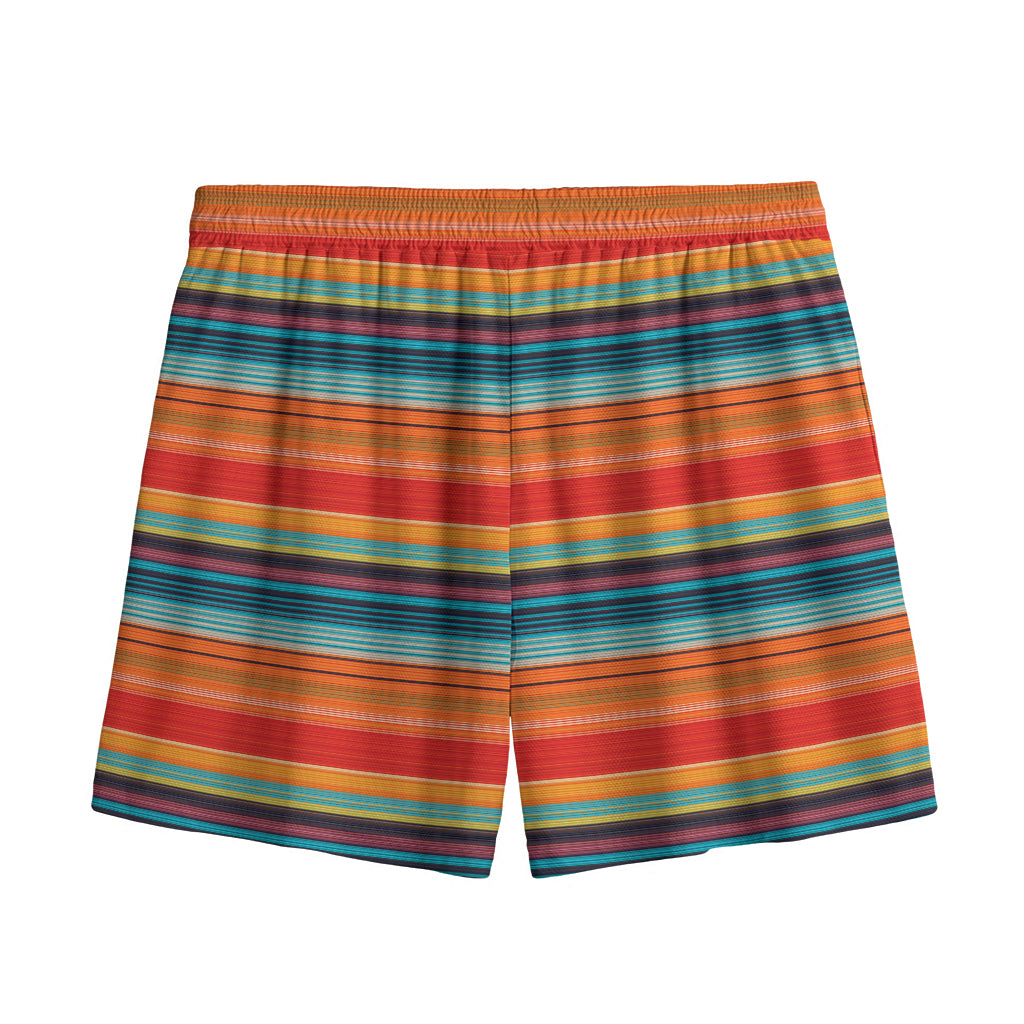Ethnic Mexican Blanket Pattern Print Mesh Shorts