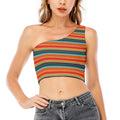 Ethnic Mexican Blanket Pattern Print One Shoulder Crop Top