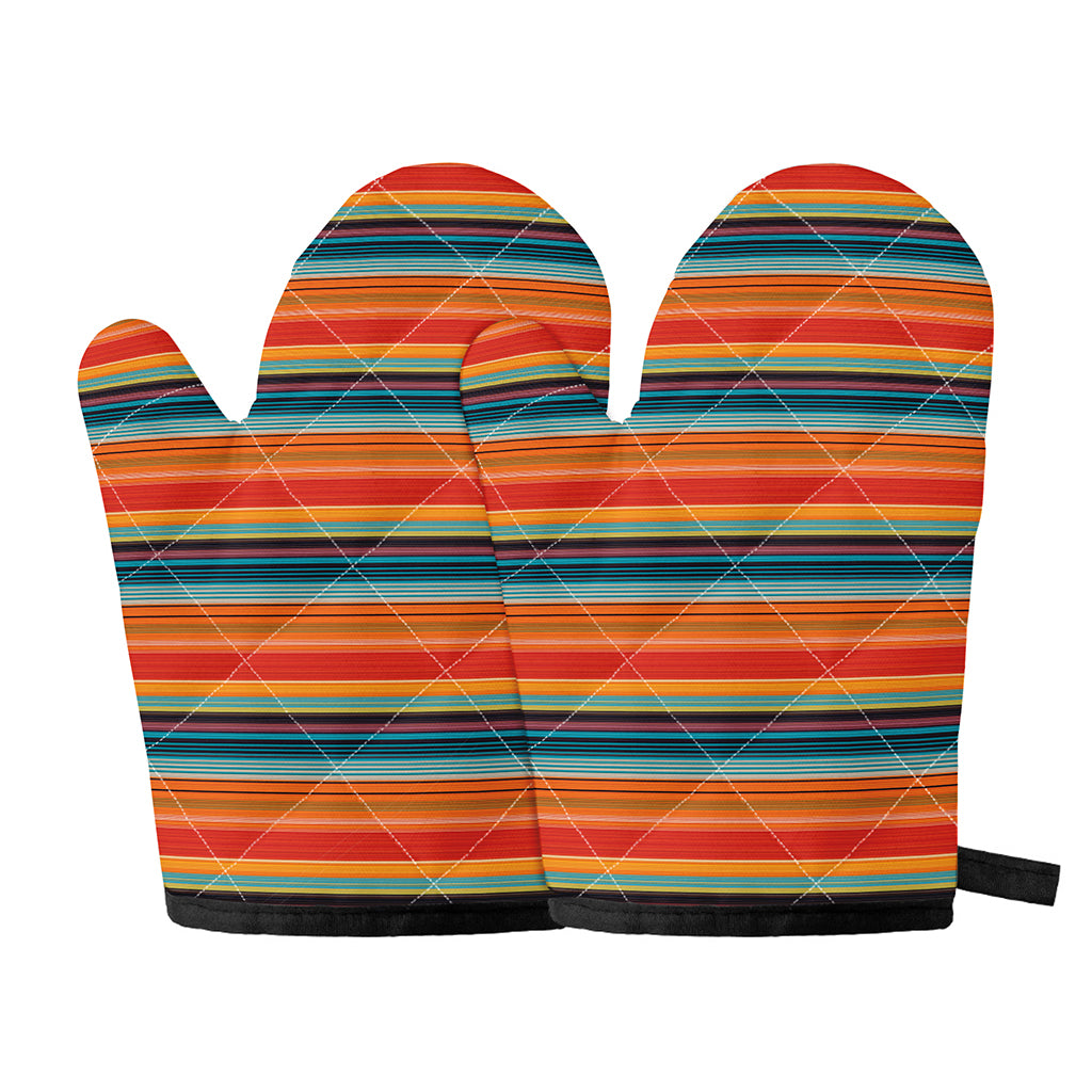 Ethnic Mexican Blanket Pattern Print Oven Mitts
