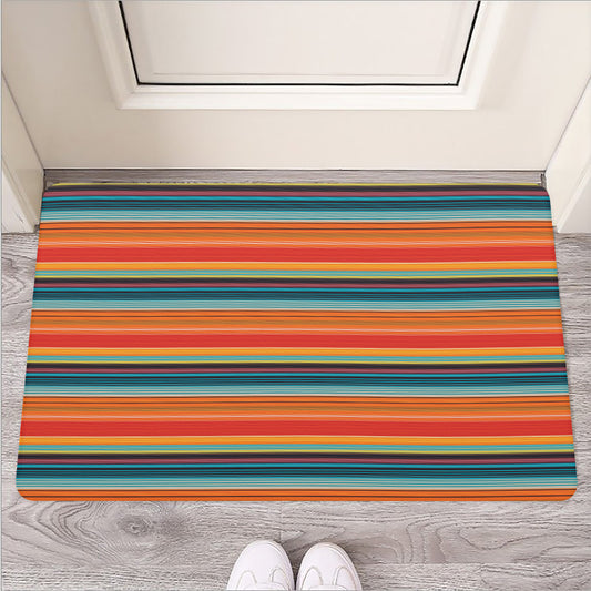 Ethnic Mexican Blanket Pattern Print Rubber Doormat