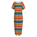 Ethnic Mexican Blanket Pattern Print Short Sleeve Long Nightdress