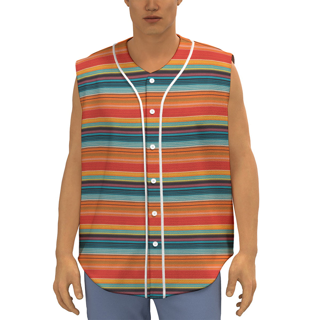 Ethnic Mexican Blanket Pattern Print Sleeveless Baseball Jersey
