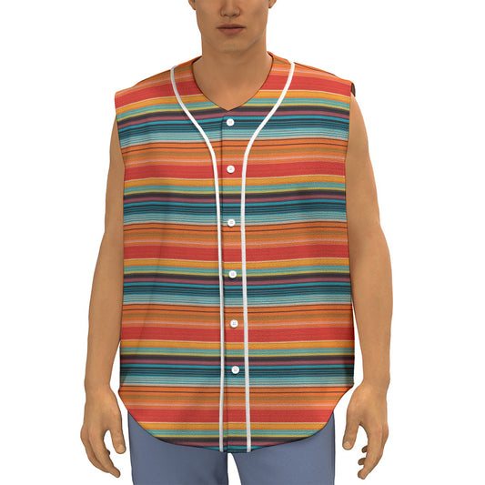 Ethnic Mexican Blanket Pattern Print Sleeveless Baseball Jersey