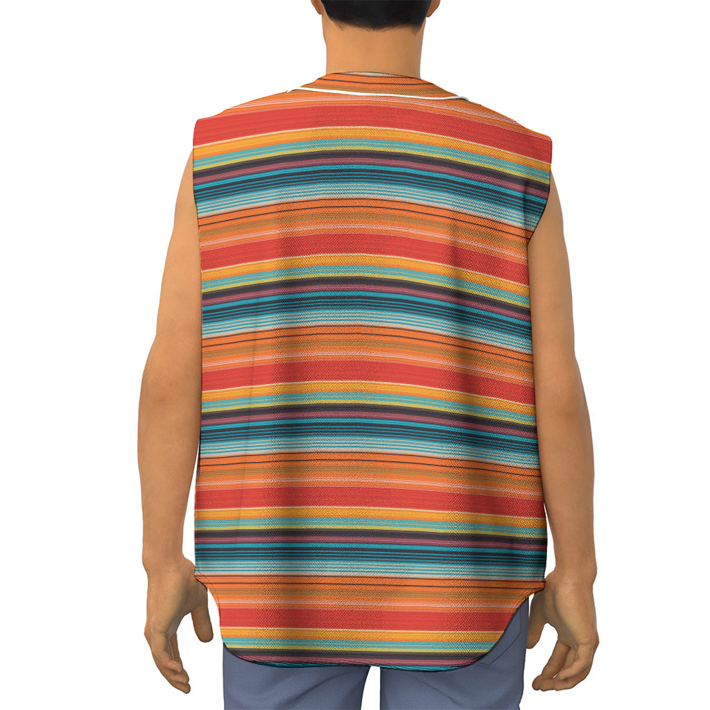 Ethnic Mexican Blanket Pattern Print Sleeveless Baseball Jersey