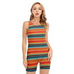 Ethnic Mexican Blanket Pattern Print Sleeveless One Piece Swimsuit