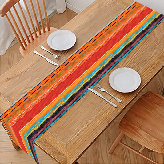 Ethnic Mexican Blanket Pattern Print Table Runner