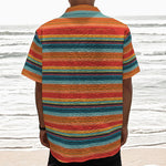 Ethnic Mexican Blanket Pattern Print Textured Short Sleeve Shirt