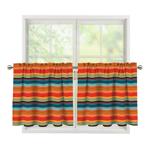 Ethnic Mexican Blanket Pattern Print Tier Curtains