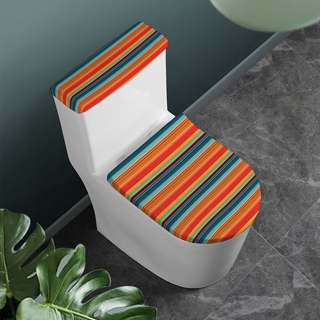 Ethnic Mexican Blanket Pattern Print Toilet Lid And Tank Cover Set