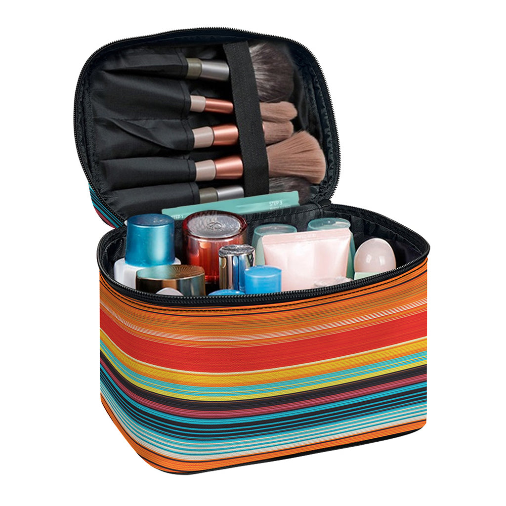 Ethnic Mexican Blanket Pattern Print Travel Makeup Bag