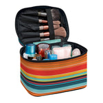 Ethnic Mexican Blanket Pattern Print Travel Makeup Bag