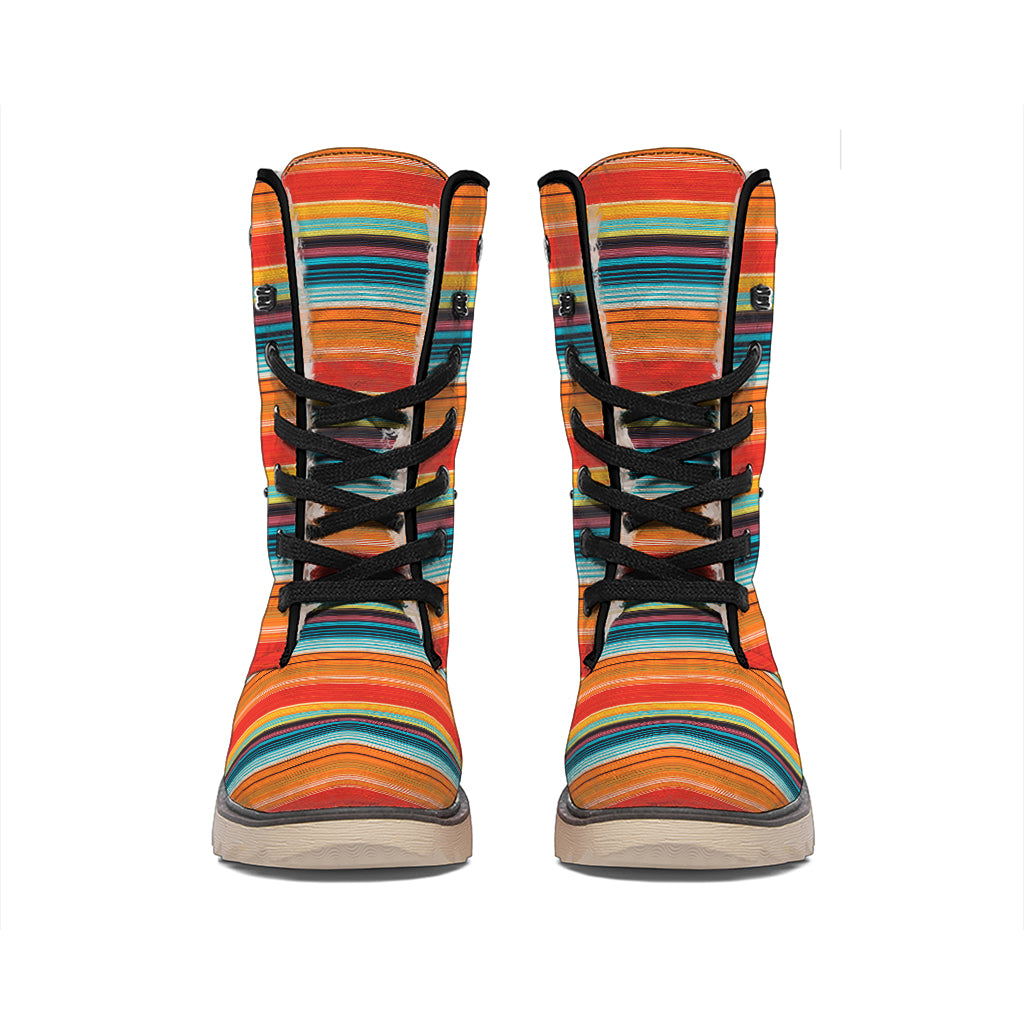 Ethnic Mexican Blanket Pattern Print Winter Boots