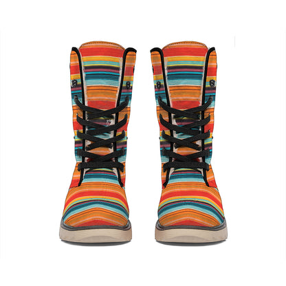Ethnic Mexican Blanket Pattern Print Winter Boots