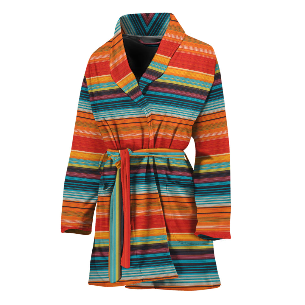 Ethnic Mexican Blanket Pattern Print Women's Bathrobe