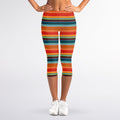 Ethnic Mexican Blanket Pattern Print Women's Capri Leggings