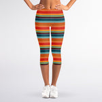 Ethnic Mexican Blanket Pattern Print Women's Capri Leggings