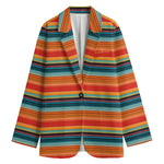 Ethnic Mexican Blanket Pattern Print Women's Cotton Blazer