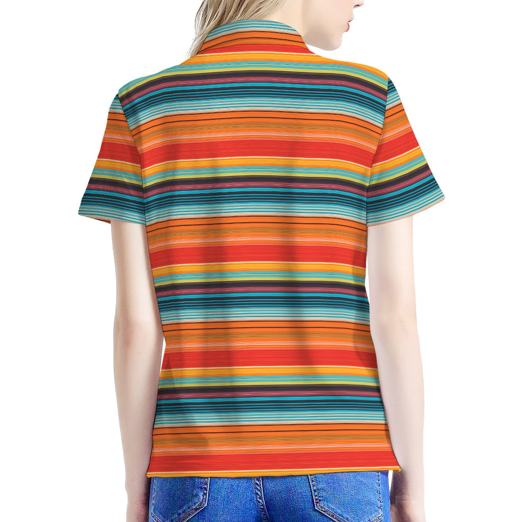Ethnic Mexican Blanket Pattern Print Women's Polo Shirt