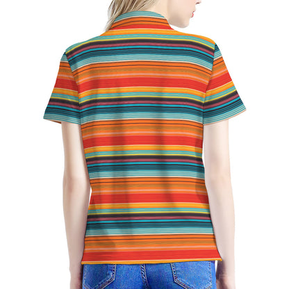 Ethnic Mexican Blanket Pattern Print Women's Polo Shirt