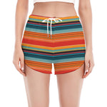 Ethnic Mexican Blanket Pattern Print Women's Split Running Shorts