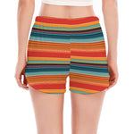 Ethnic Mexican Blanket Pattern Print Women's Split Running Shorts