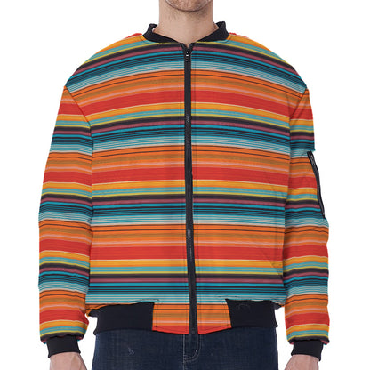 Ethnic Mexican Blanket Pattern Print Zip Sleeve Bomber Jacket