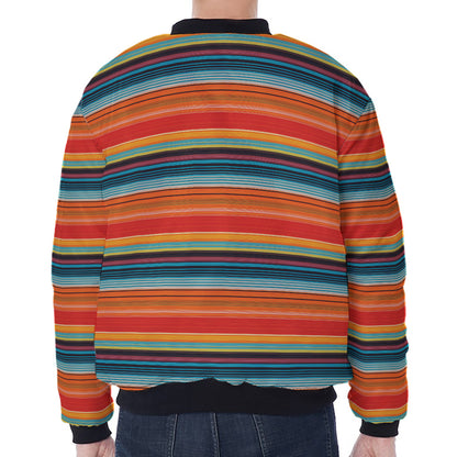 Ethnic Mexican Blanket Pattern Print Zip Sleeve Bomber Jacket
