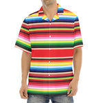 Ethnic Mexican Blanket Stripe Print Aloha Shirt