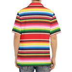 Ethnic Mexican Blanket Stripe Print Aloha Shirt
