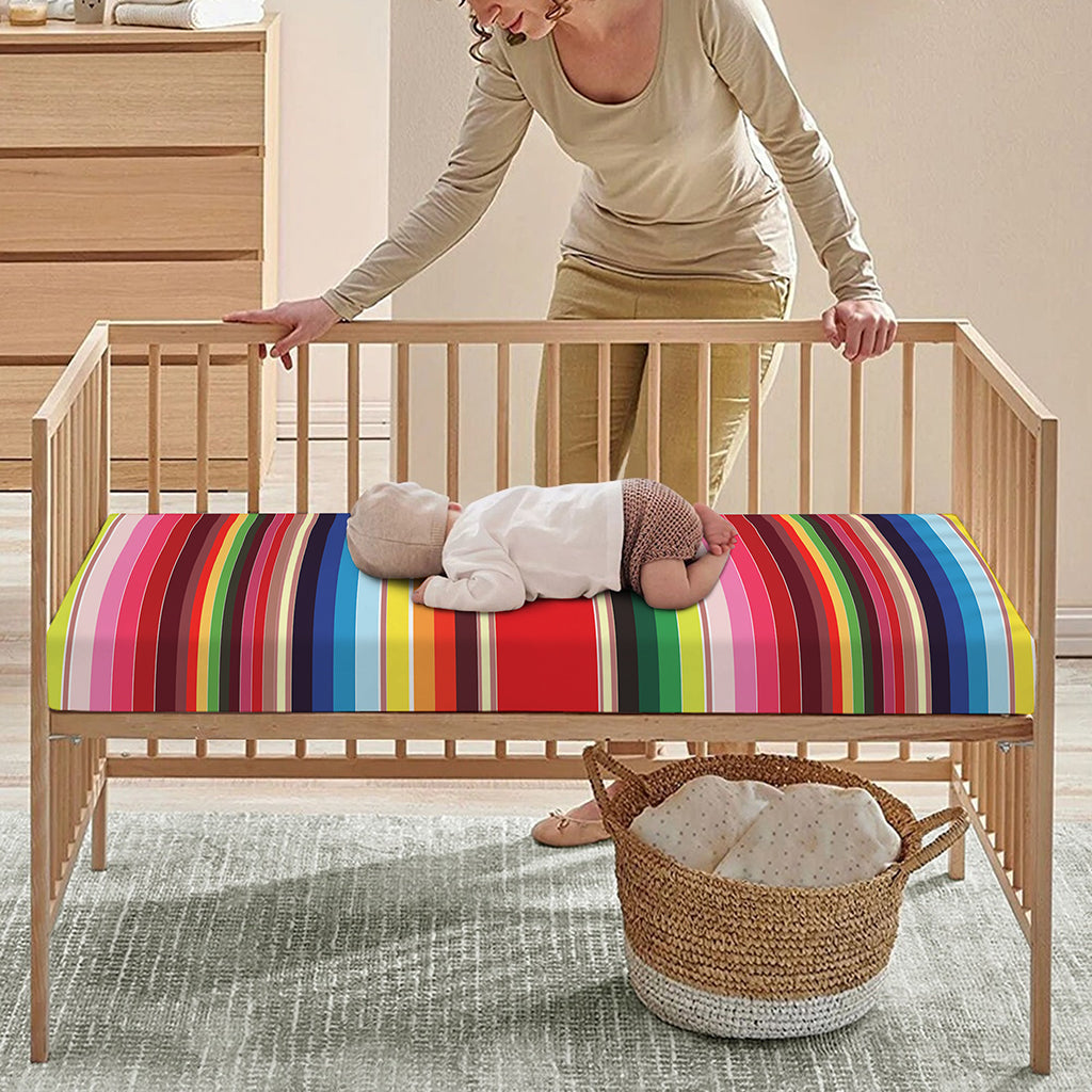 Ethnic Mexican Blanket Stripe Print Baby Crib Sheet