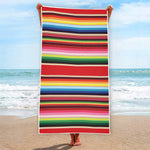 Ethnic Mexican Blanket Stripe Print Beach Towel