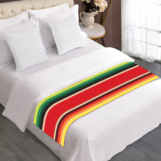 Ethnic Mexican Blanket Stripe Print Bed Runner