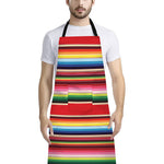 Ethnic Mexican Blanket Stripe Print Bib Apron With Pocket