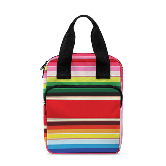 Ethnic Mexican Blanket Stripe Print Bible Tote Bag