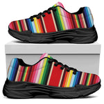 Ethnic Mexican Blanket Stripe Print Black Chunky Shoes