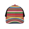 Ethnic Mexican Blanket Stripe Print Black Mesh Trucker Hat