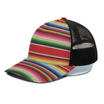 Ethnic Mexican Blanket Stripe Print Black Mesh Trucker Cap