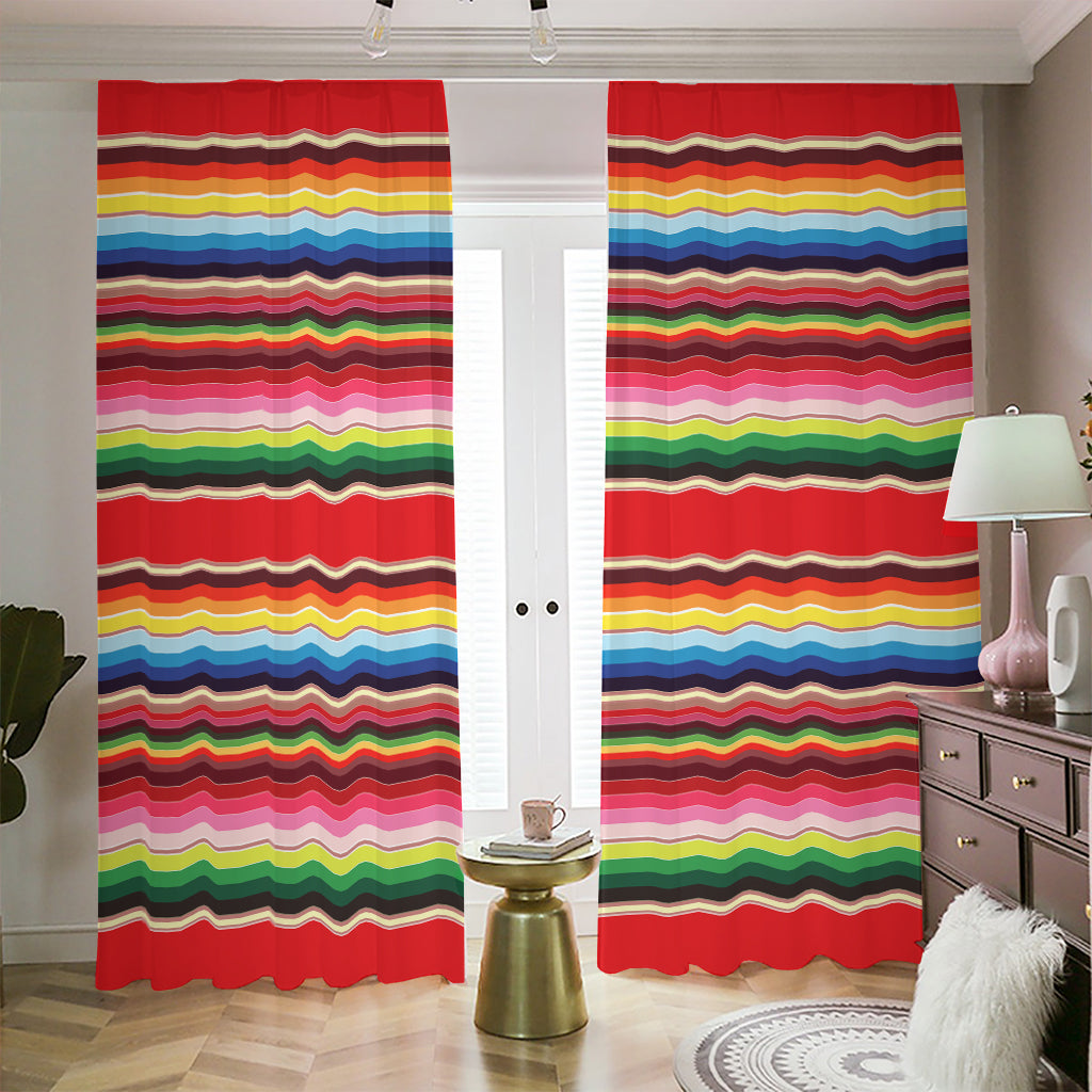 Ethnic Mexican Blanket Stripe Print Blackout Pencil Pleat Curtains