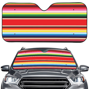 Ethnic Mexican Blanket Stripe Print Car Windshield Sun Shade